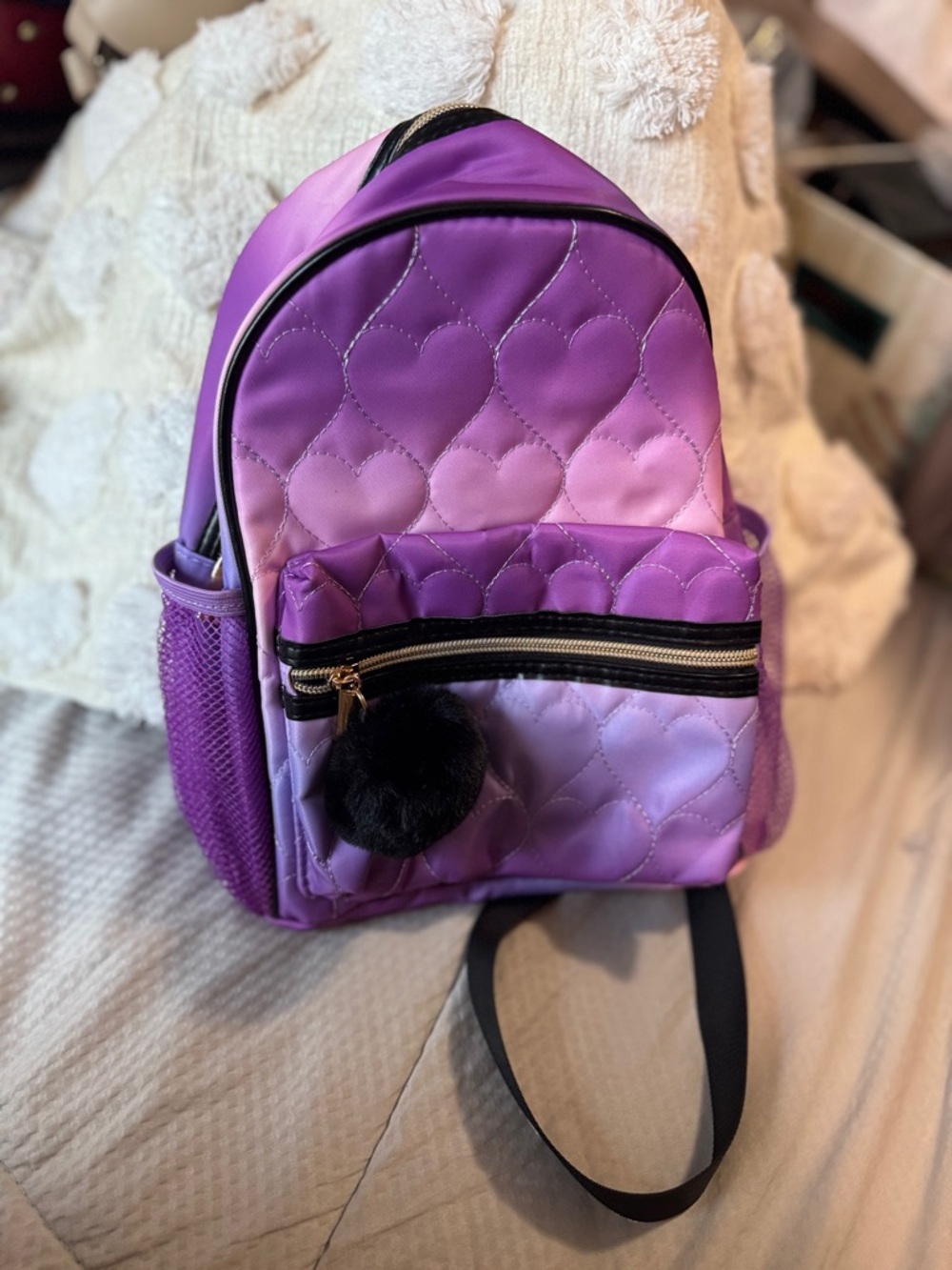 Kids Heart-Quilted Mini Backpack in Purple Piper Jax new with tags